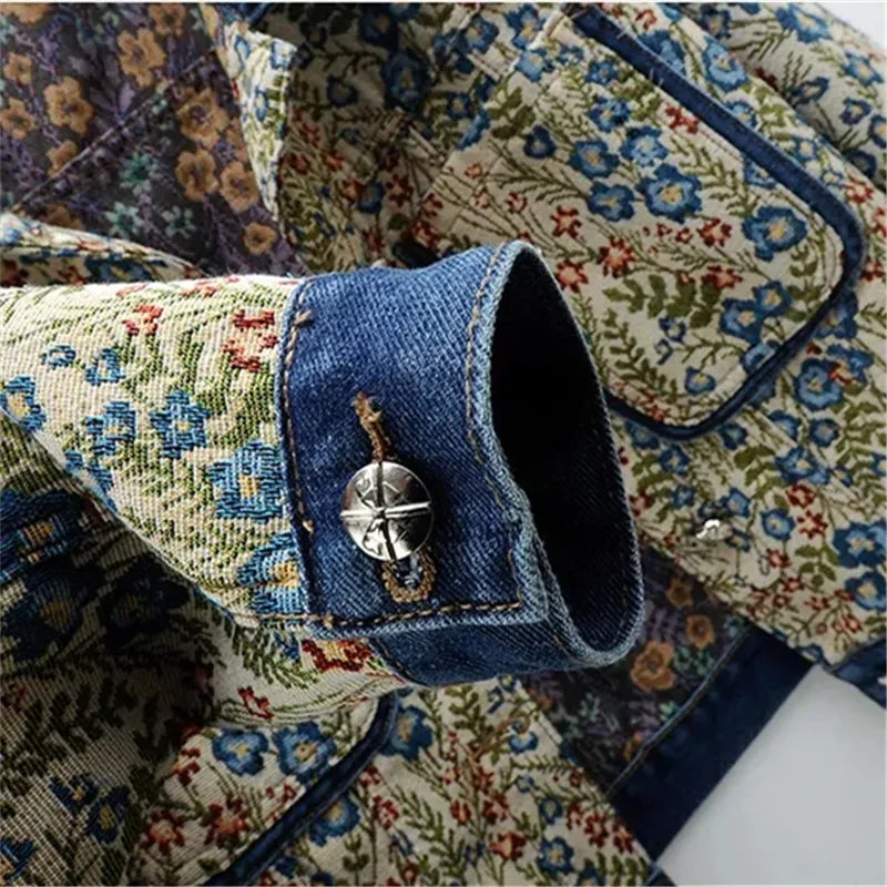 Drune | Jeansjacke mit Jacquard Stickerei für Damen