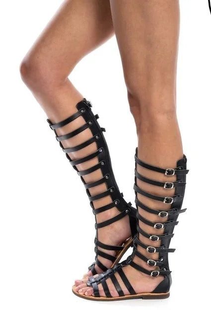 Drune | Gladiator Sandale Damen Sommer Römische Bandage Sandalen Frauen Causal Zip Flache Sandalen Mädchen Sommer Loch Strand Schuhe