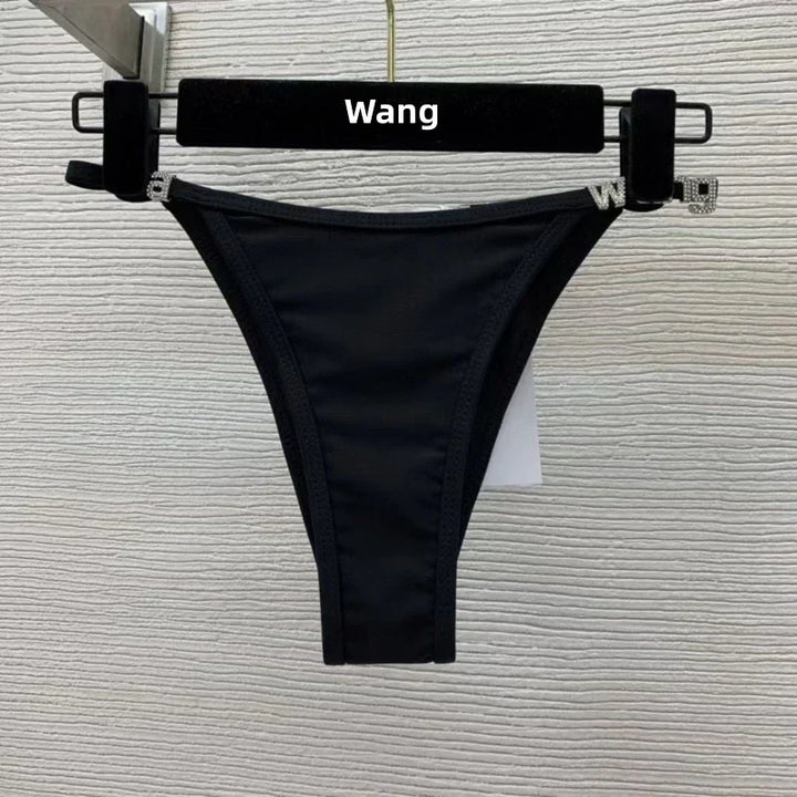 Drune | Neuer Rhinestone Buchstaben Wang Strand Bikini Luxus Markendesigner Y2K Mode Sexy Frauen Strand Bikini Duo Set