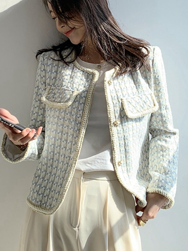 Drune | Tweed kurze Karojacke für Damen
