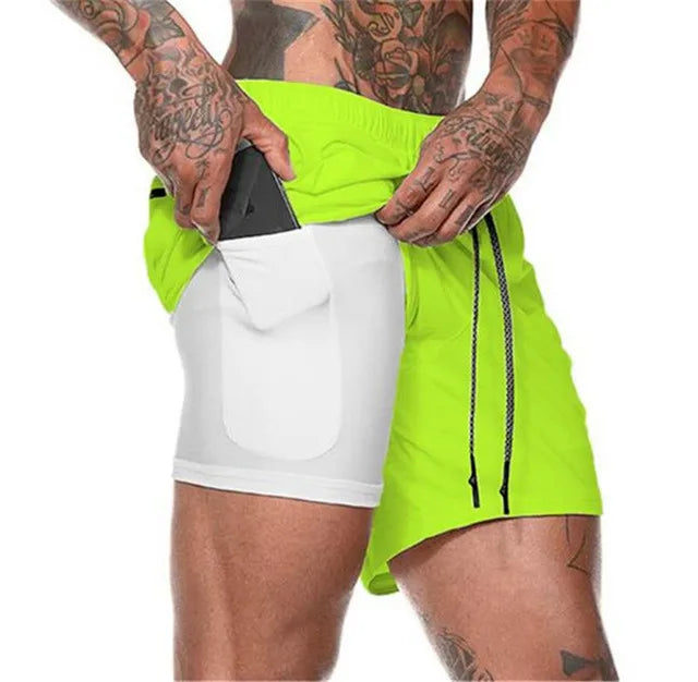 Drune | Herren 2 in 1 Laufshorts Schnelltrocknend Für Sport Und Training Selfico