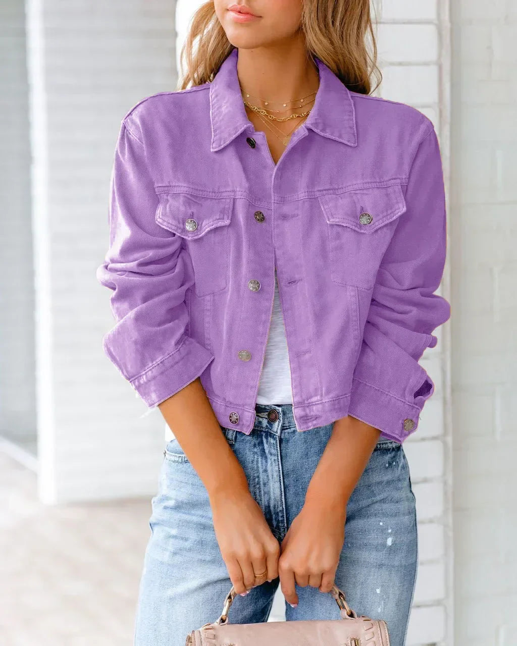 Drune | Kurze Taschenjacke Mode Streetwear Einfache Knopf Trend Frauen Denim Jacken Lange Ärmel Herbst Neu Denim Denim Jacken