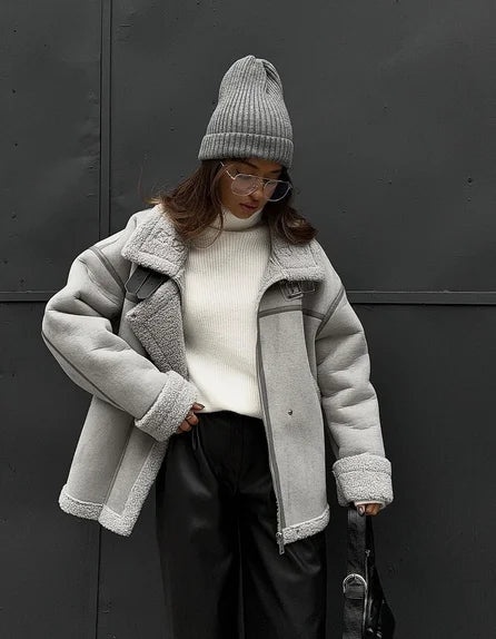 Drune | Winterjacke mit Fleece Gefüttert Reißverschluss Pilotenjacke Winterjacke für Damen