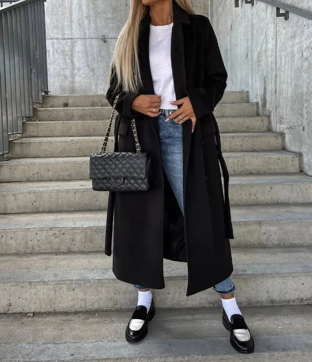 Drune | Schicke Taillierte Damen Wolljacke mit Gürtel