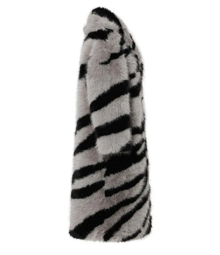 Drune | Langer Pelzmantel Damen mit Animal-Print - Luxuriöses & Stilvolles Winterdesign