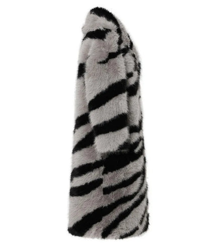 Drune | Langer Pelzmantel Damen mit Animal-Print - Luxuriöses & Stilvolles Winterdesign