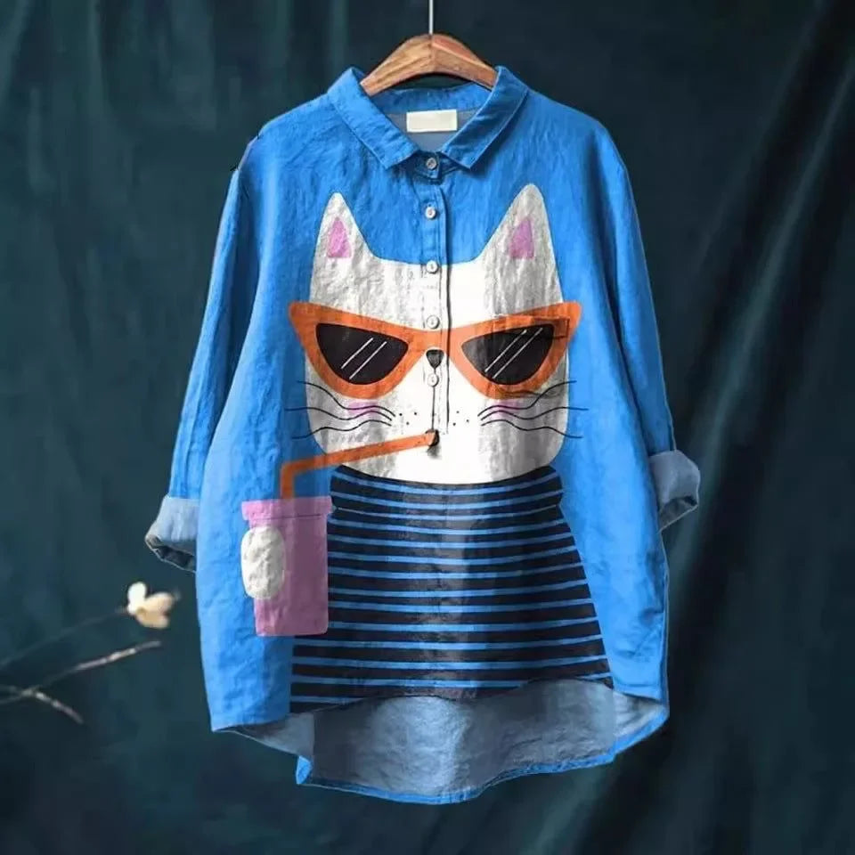 Drune | Katzenkunst Auf Weißem T-Shirt