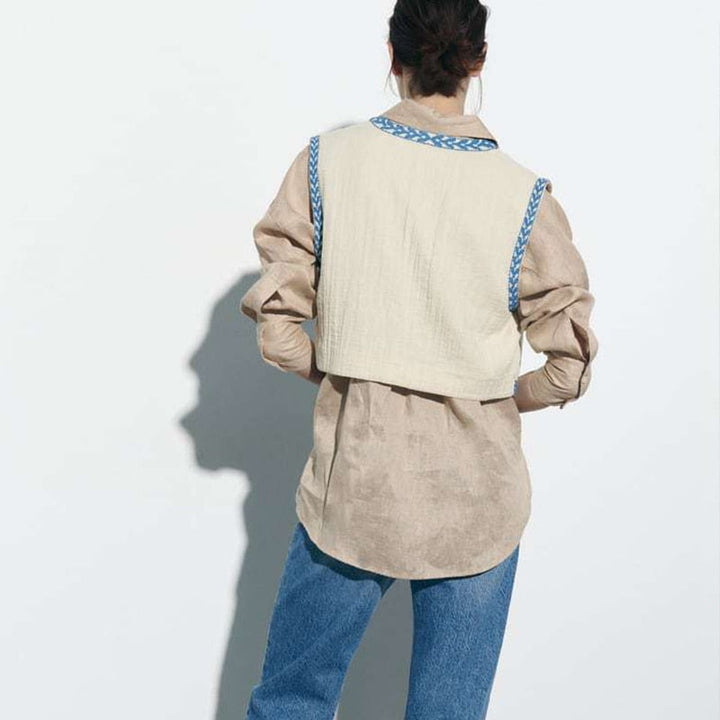 Drune | Vintage Blumenbestickte Weste für Damen