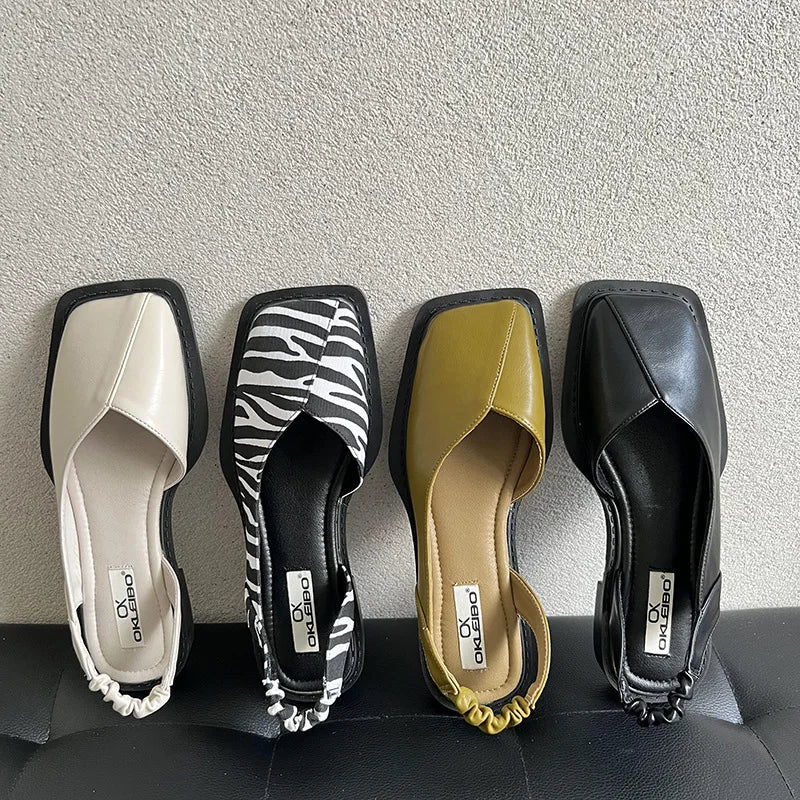 Drune | Slingback Sandalen mit Quadratischer Zehenpartie