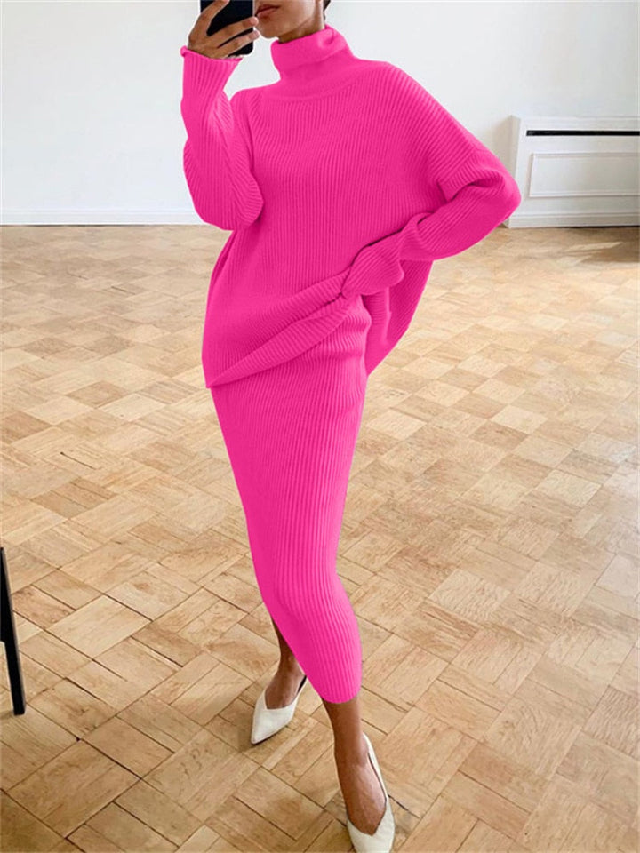 Drune | Schickes Herbst Strick Zweiteiliges Slim Fit Set für Frauen