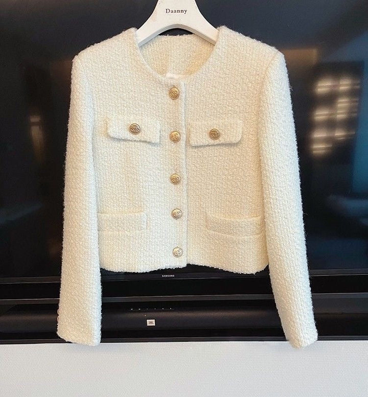 Drune | Damen Tweedjacke mit Rundhalsausschnitt