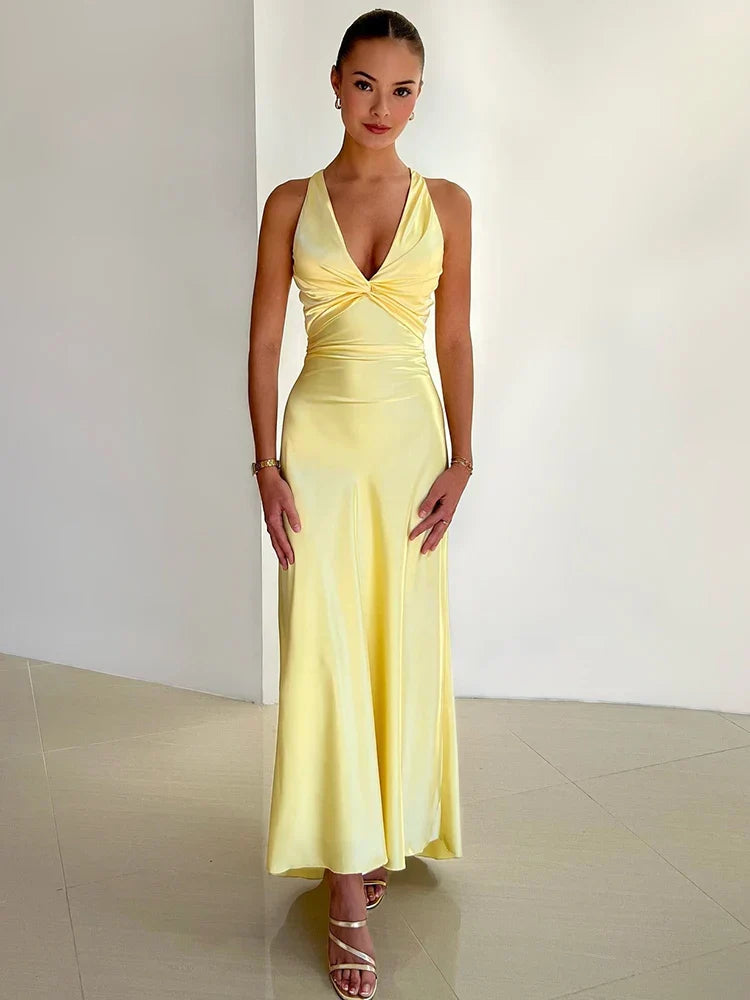 Drune | Schleife Rückenfrei Abend Maxi Kleid