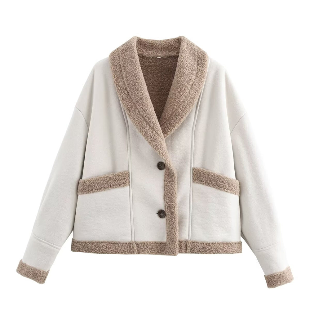 Drune | Damen Winter Chic Wildlederjacke mit Taschen