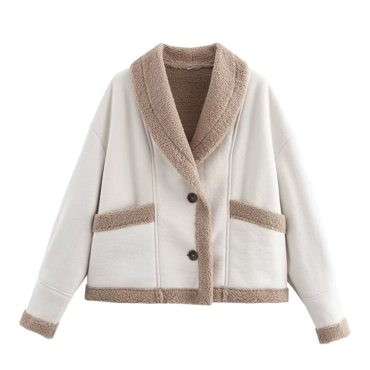Drune | Damen Winter Chic Wildlederjacke mit Taschen