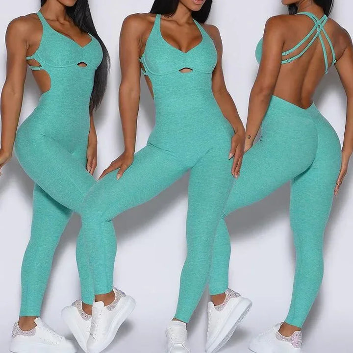 Drune | Sportlicher Jumpsuit Frauen Sportbekleidung Push-Up Gym Set Frauen Fitness Overall Lycra Sport Outfit für Frauen Sportbekleidung Yoga Kleidung Pink