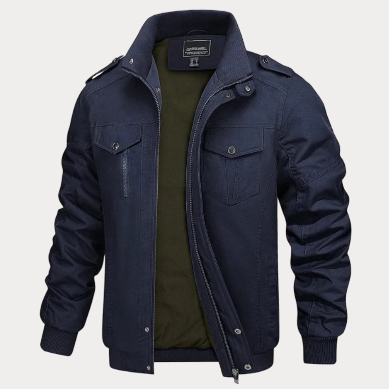 Drune | Retro Reißverschlussjacke in Armeegrün