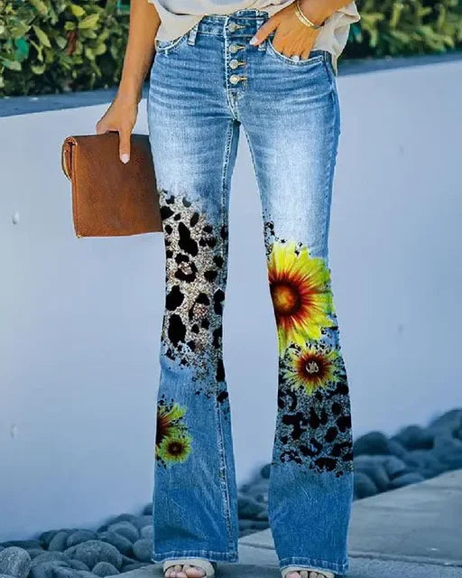 Damen Denim Flared Jeans mit Trendigem Schnitt & Hoher Passform | Drune