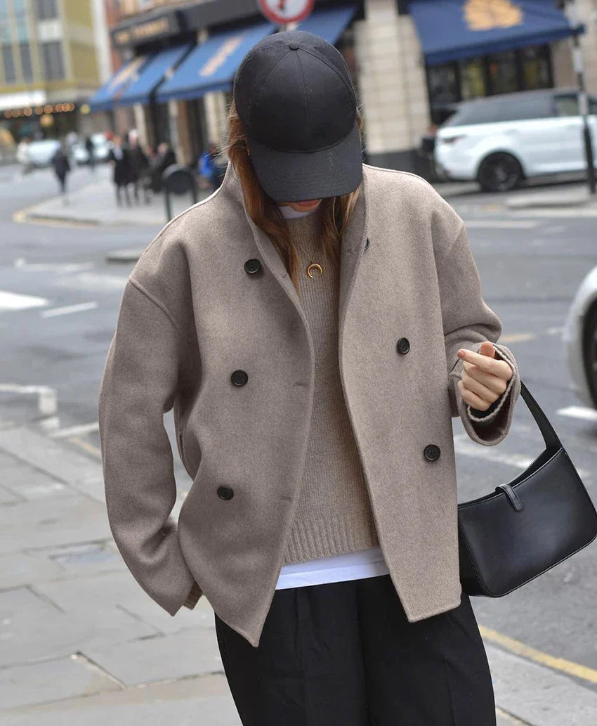 Drune | Double-breasted peacoat with high collar