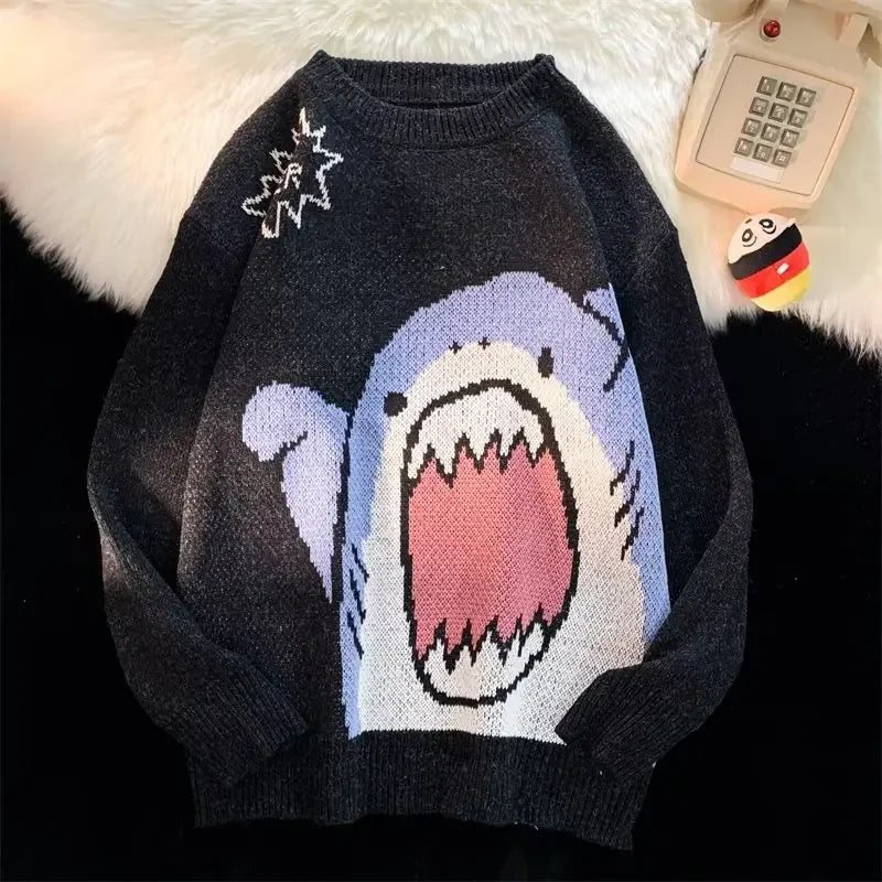 Drune | Winterpullover mit Cartoon-Hai-Design für Paare