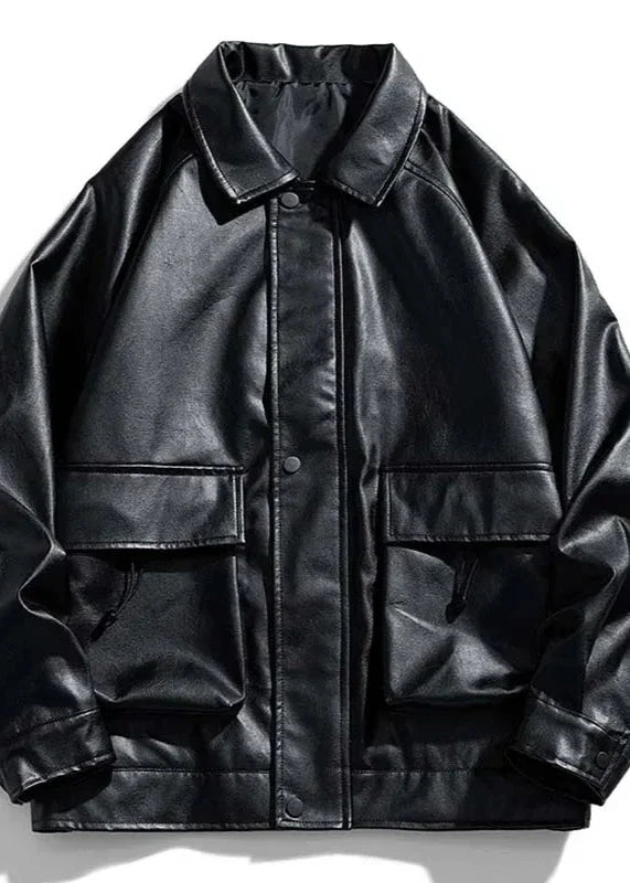Drune | Leder Utility Jacke - Modern Edge - Bequeme Passform - Streetwear Stil