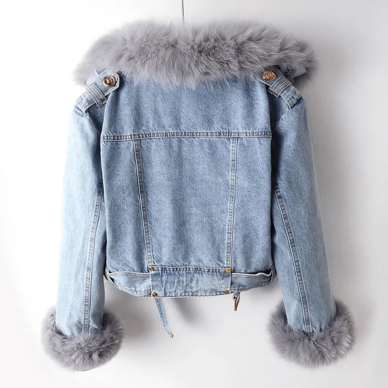 Drune | Jeansjacke mit Warmem Kunstfell