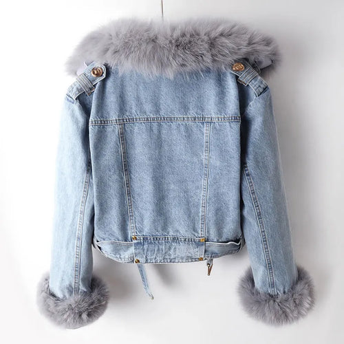 Drune | Jeansjacke mit Warmem Kunstfell