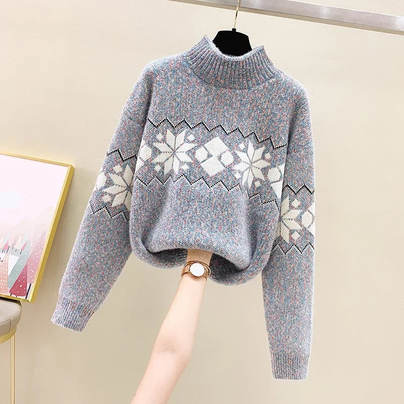 Drune - Hässlicher Weihnachtspulli - Gemütlicher Schneeflocken-Turtleneck
