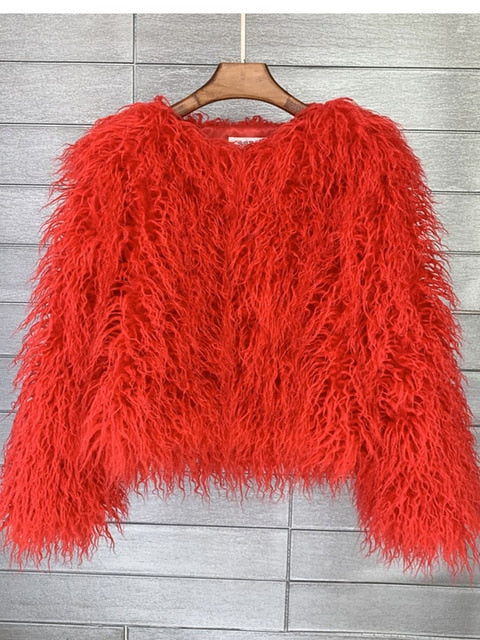 Drune Mantel für Damen, dicker, warmer Kunstpelzmantel
