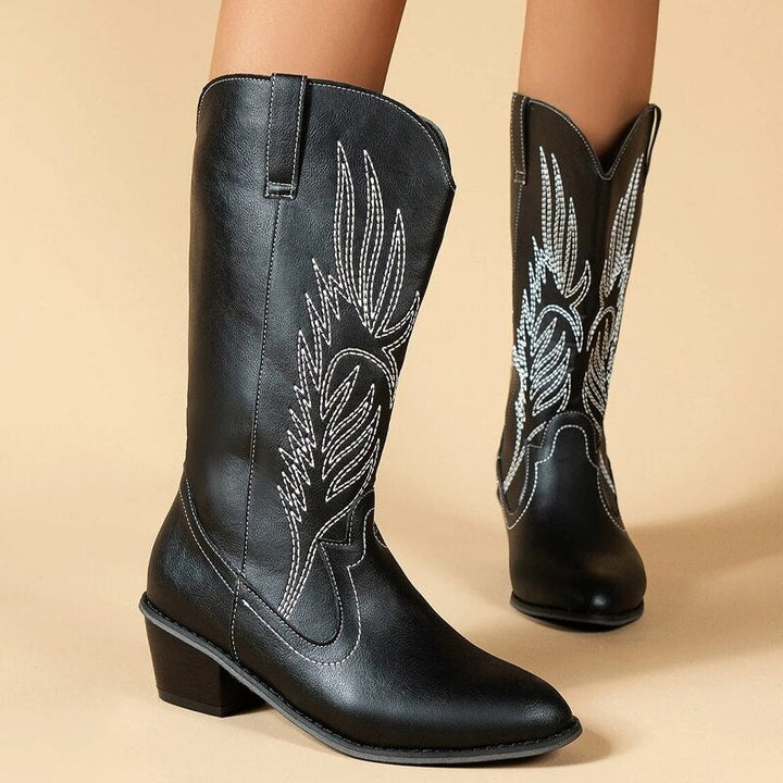 Drune Cowboy-Stiefel | Hochwertige Damenstiefel mit Boho-Print