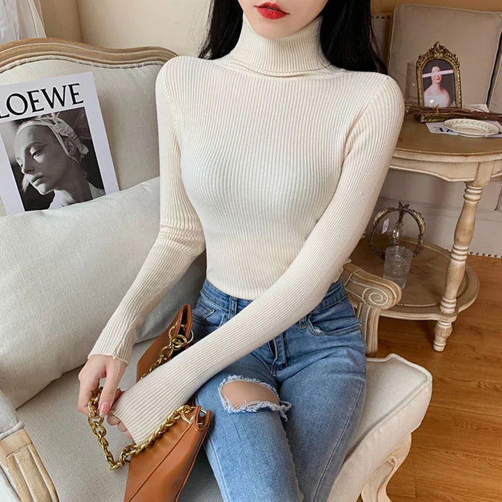 Drune - Damen-Ripp-Turtleneck für elegante Raffinesse