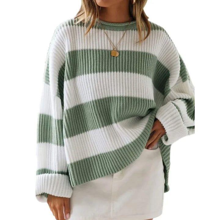 Drune | Sweater - Oversized Gestreifter Strickpullover