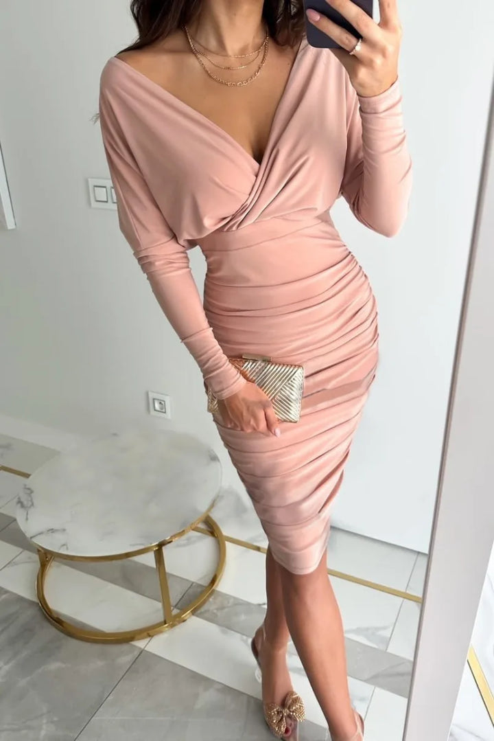Drune V-Ausschnitt Langärmelig  Party-Kleid