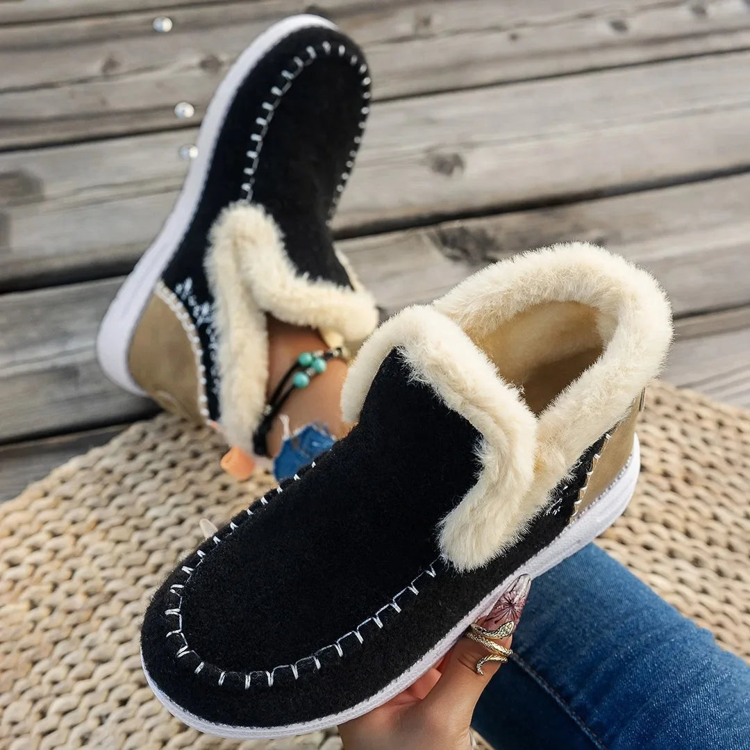 Drune | Stiefeletten Kunstfellfutter Filztextur Flache Sohle Lässige Passform