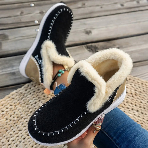 Drune | Stiefeletten Kunstfellfutter Filztextur Flache Sohle Lässige Passform