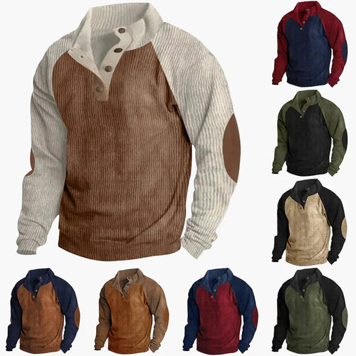 Drune | Freizeitpullover mit Vintage-Raglanstil und Knopfleiste - Ideal für Alltag und Outdoor