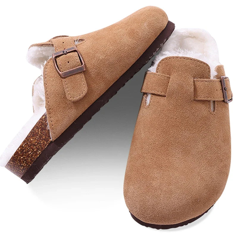 Drune | Pantoletten Damen – rutschfeste warme Winter Hausschuhe