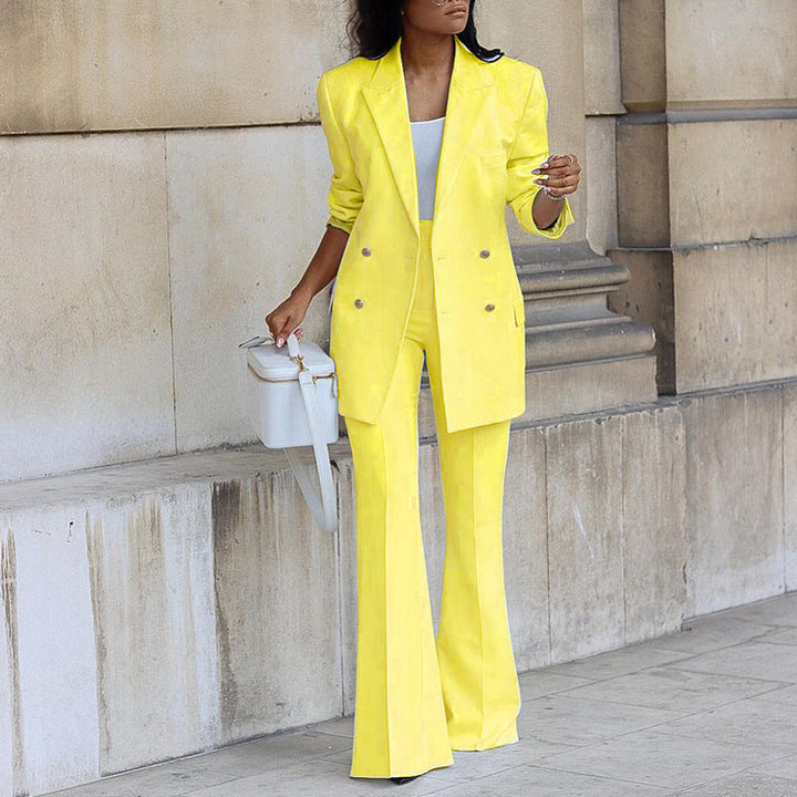Drune | Geknöpfte Blazer mit Schlaghose Zwei-teil Set