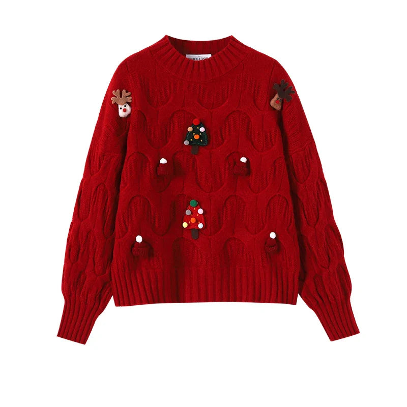 Drune - Hässlicher Weihnachtspulli - Damen Weihnachtspullover im Vintage-Stil