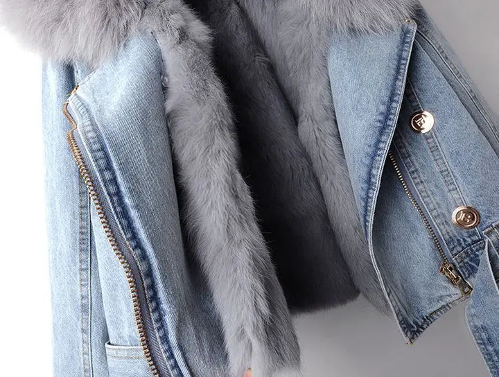 Drune | Jeansjacke mit Warmem Kunstfell