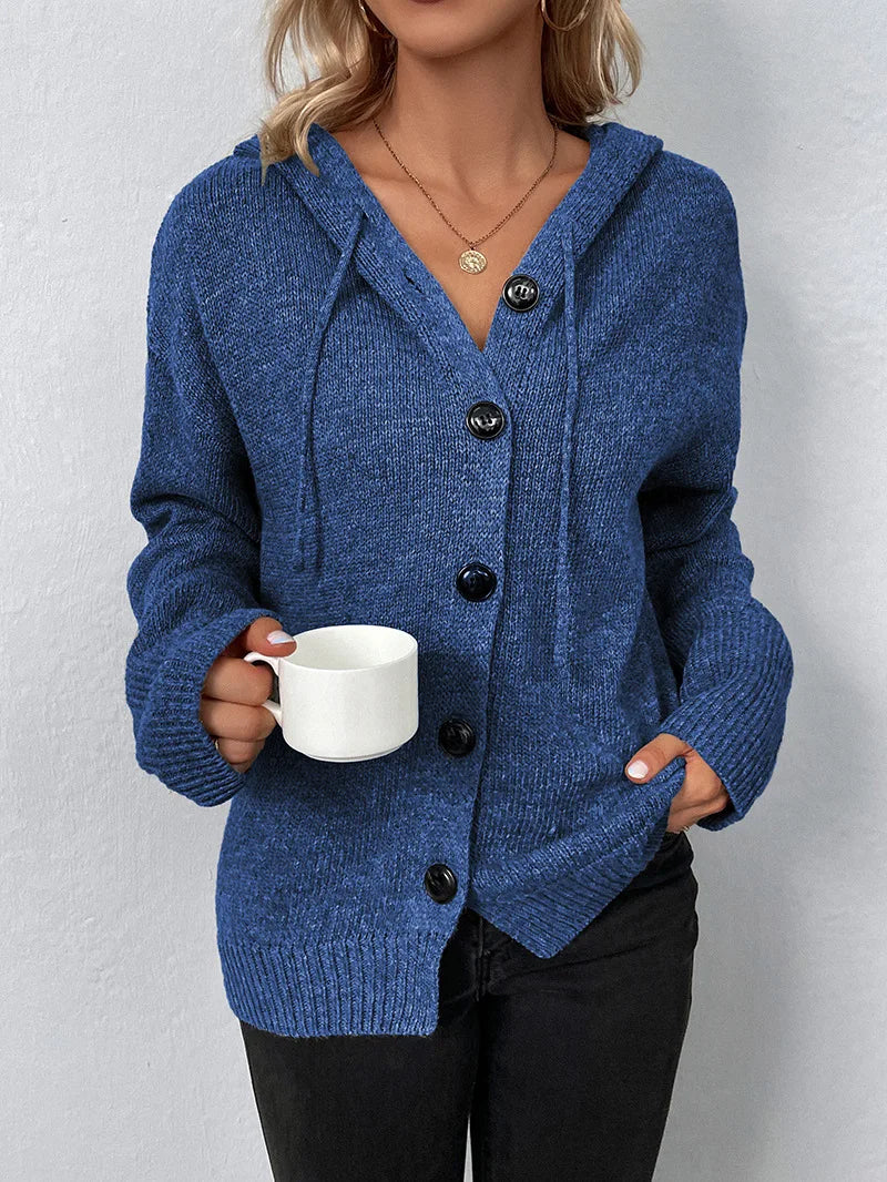 Drune | Kuschelige Strickjacke mit Kapuze & Knopfleiste