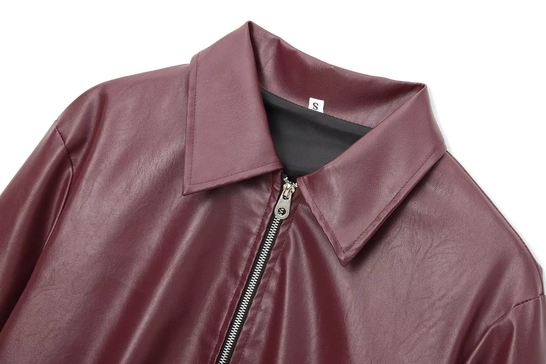 Drune | Lederjacke mit Reißverschluss Vorne und Klassischem Reverskragen