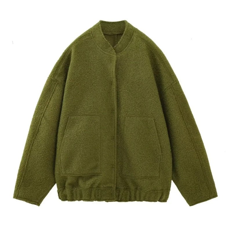 Drune | Wollmischung Bomberjacke - Übergroße Passform - Lässige Outerwear - Trendy Design