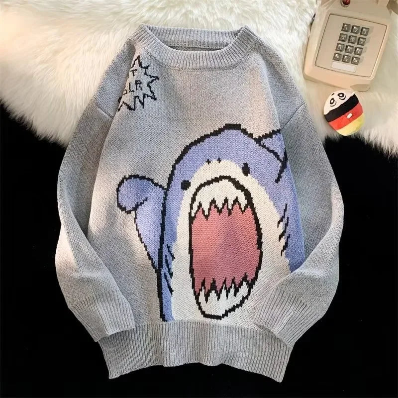 Drune | Winterpullover mit Cartoon-Hai-Design für Paare