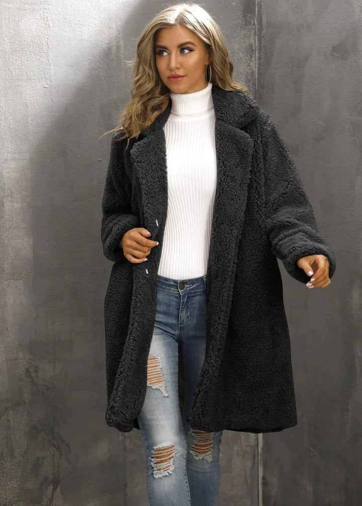 Drune | Teddy Mantel - Weich und Warm - Oversized Schnitt - Offene Vorderseite - Lange Ärmel