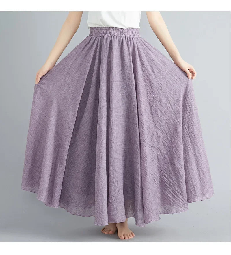 Drune | Mode Baumwolle Leinen Kleidung Frauen Röcke Maxi Y2K Elegant Strand Saia Ropa Mujer Lässiges Kleid Boho Lange Röcke Faldas Harajuku