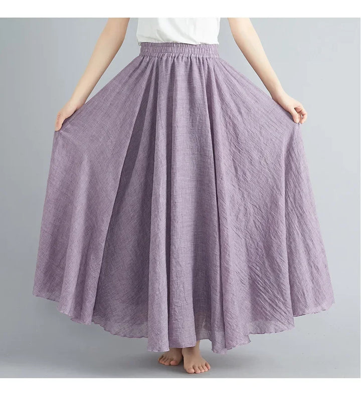 Drune | Mode Baumwolle Leinen Kleidung Frauen Röcke Maxi Y2K Elegant Strand Saia Ropa Mujer Lässiges Kleid Boho Lange Röcke Faldas Harajuku
