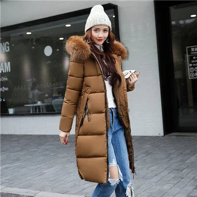 Drune - Damen-Winterparka - Warmer Mantel mit großer Kapuze und Pelzkragen