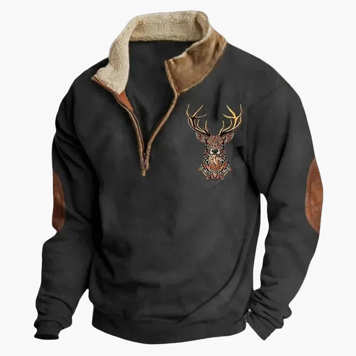 Drune | Vintage Western Half-Zip Pullover mit Ethno-Muster für Outdoor und Freizeit