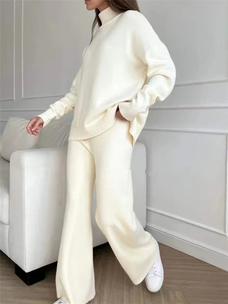 Drune | teilige Loungewear-Set - gestrickter Damenpullover und Hose