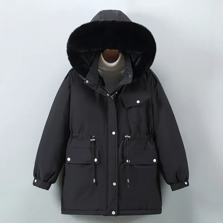 Drune | Winterjacke - gesteppte Jacke mit Kapuze, Pelzkragen und weichem Fleecefutter